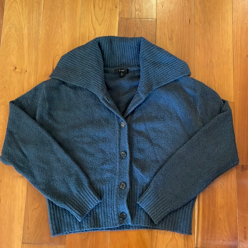 Jcrew Collared cotton-blend bouclé cardigan sweater and cropped sweater tank MED - Picture 2 of 10